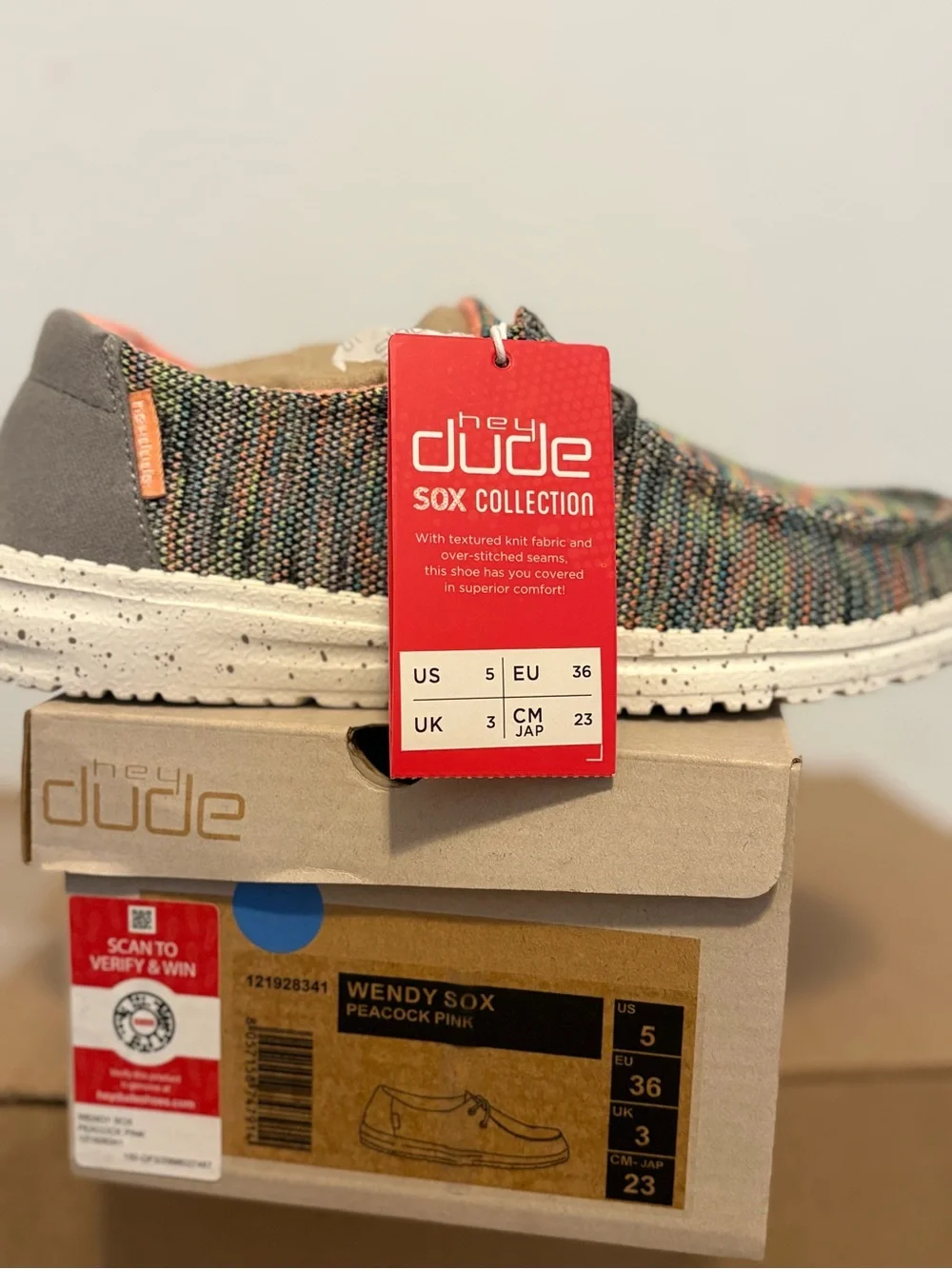 Hey Dude Wendy Sox Multicolor Knit Slip-On with Gray Heel